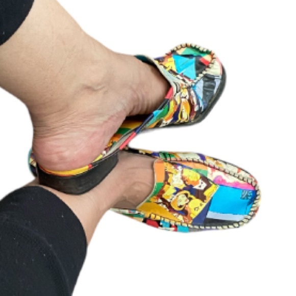 Sesto Meucci Italian Made Art Graphic Mule Sandals Size 7.5 M - Picture 13 of 16